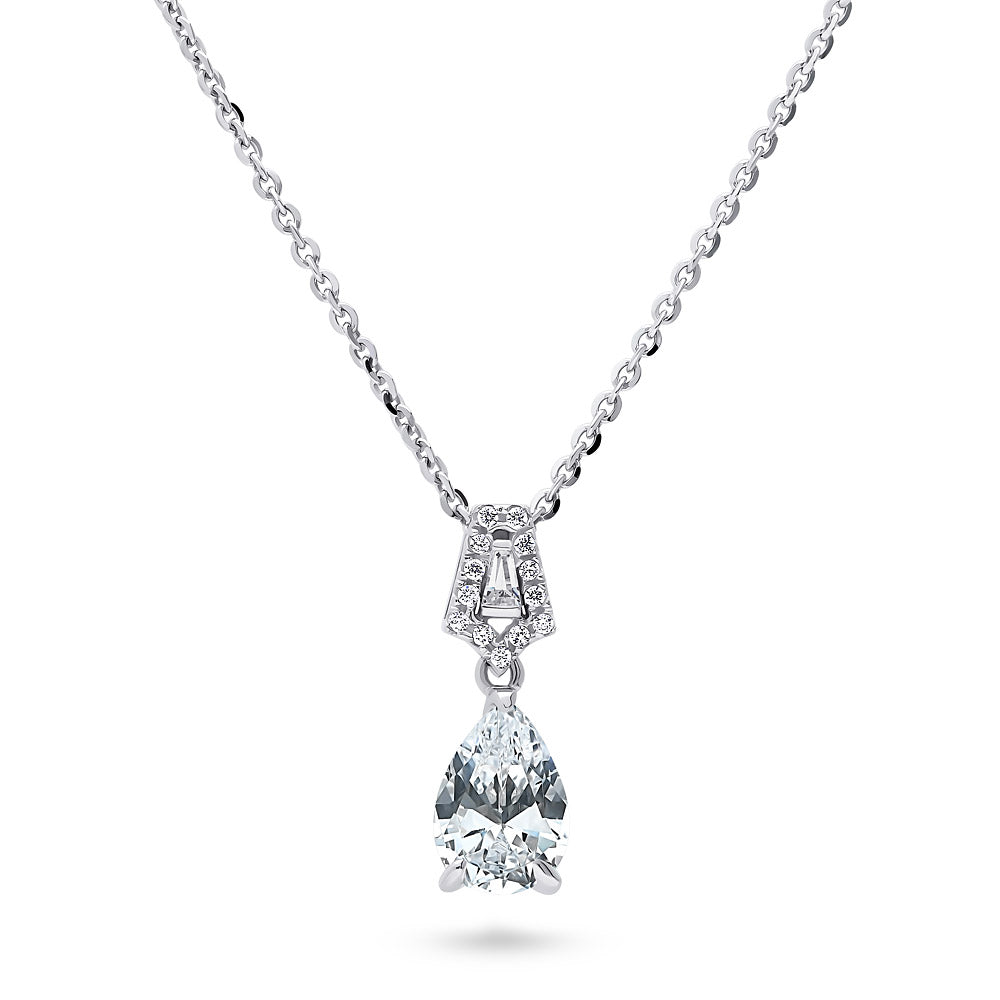 Art Deco CZ Necklace and Earrings in Sterling Silver, 3 of 7