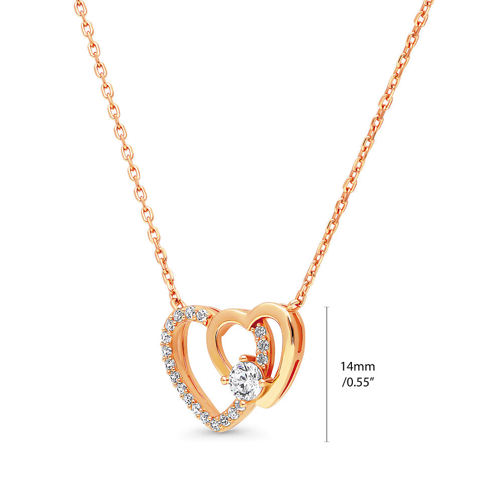ベリー⭐︎新品未使用⭐︎Heve heart neck all-in-one Sterling Silver Open Heart Cubic Zirconia Pendant Necklace #N1739