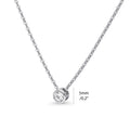 Front view of Solitaire Bezel CZ Necklace in Sterling Silver, Rhodium Plated