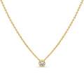 Solitaire Bezel CZ Necklace in Sterling Silver, Gold Flashed