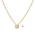 Front view of Solitaire Bezel CZ Necklace in Sterling Silver, Gold Flashed
