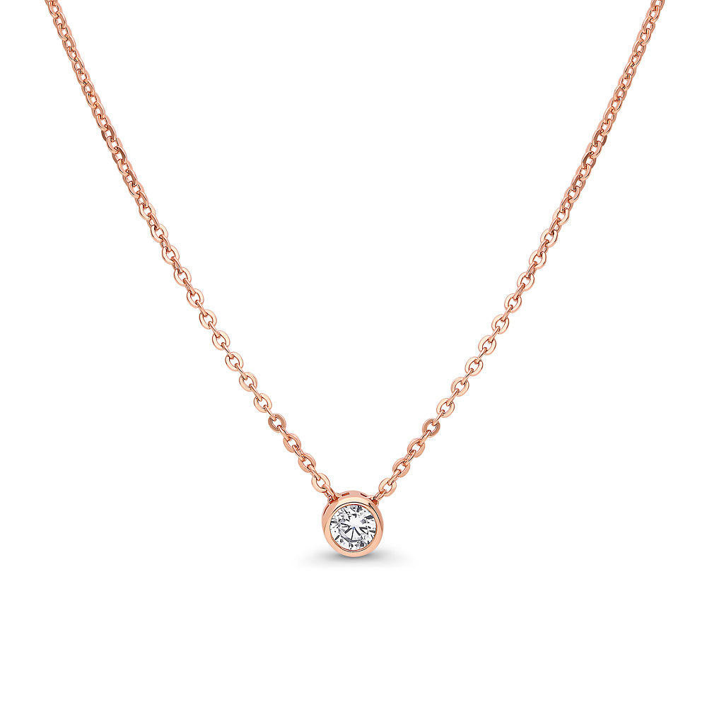 Solitaire Bezel CZ Necklace in Sterling Silver