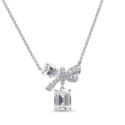 Bow Tie Ribbon CZ Set in Sterling Silver