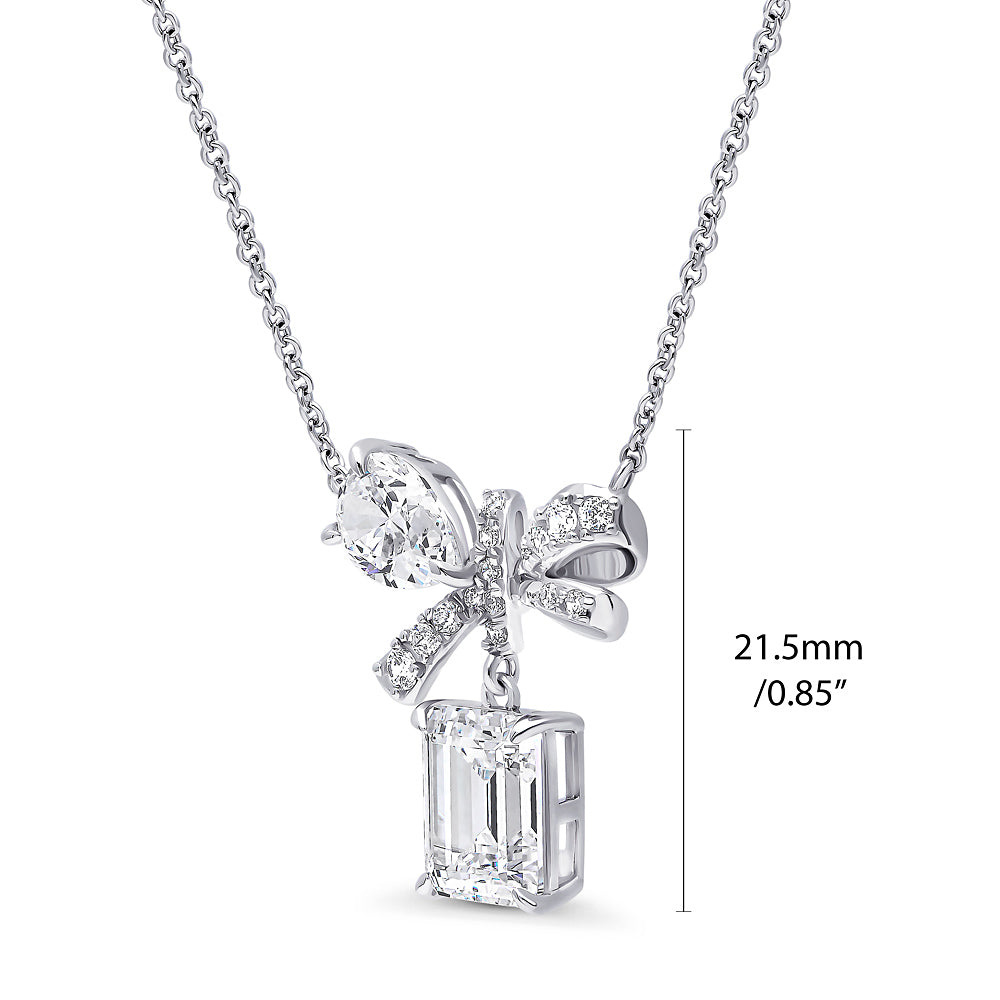 Front view of Bow Tie Ribbon CZ Set in Sterling Silver, 5 of 7