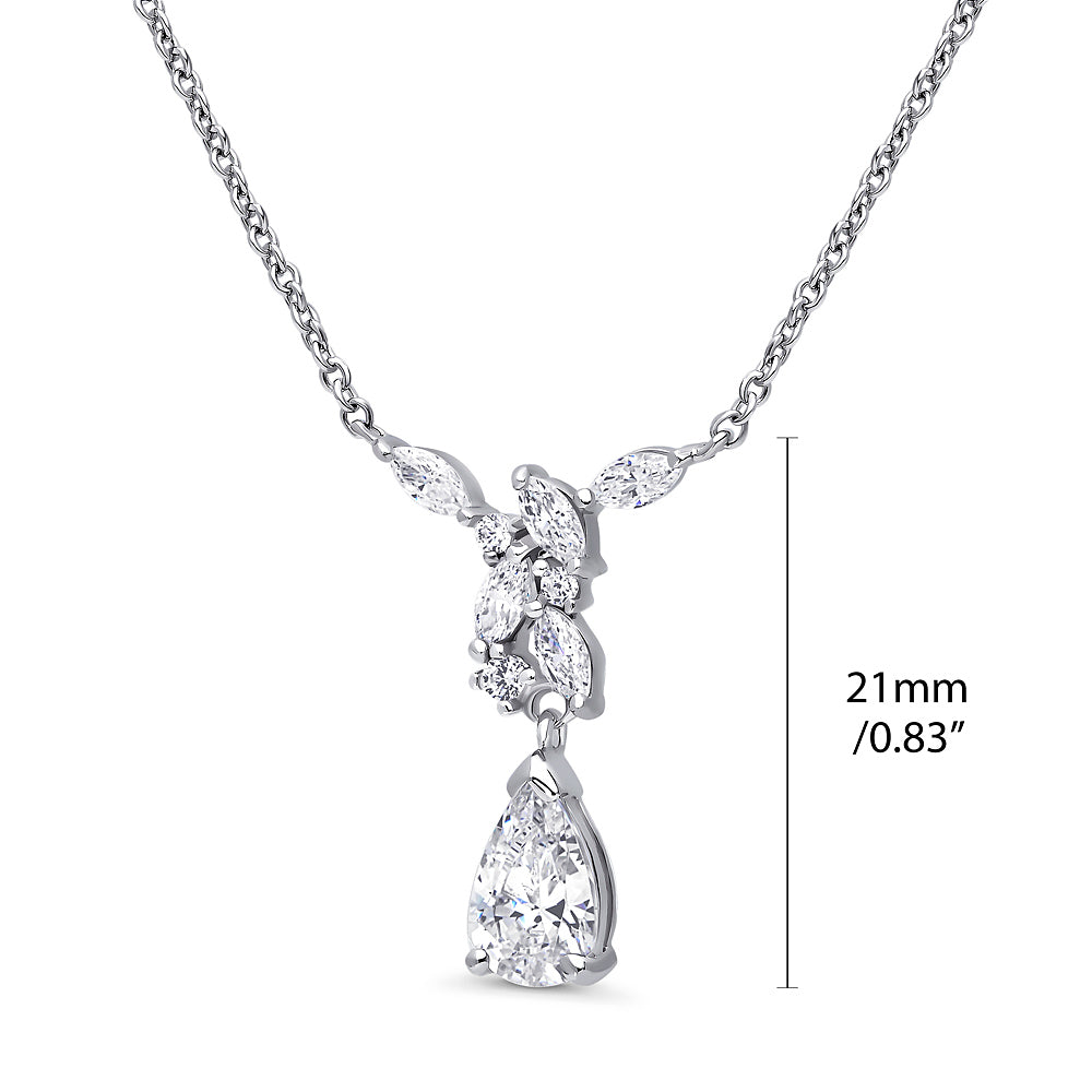 Cluster Teardrop Navette CZ Set in Sterling Silver