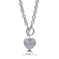 Angle view of Heart CZ Toggle Necklace, Silver-Tone / 18 Inch