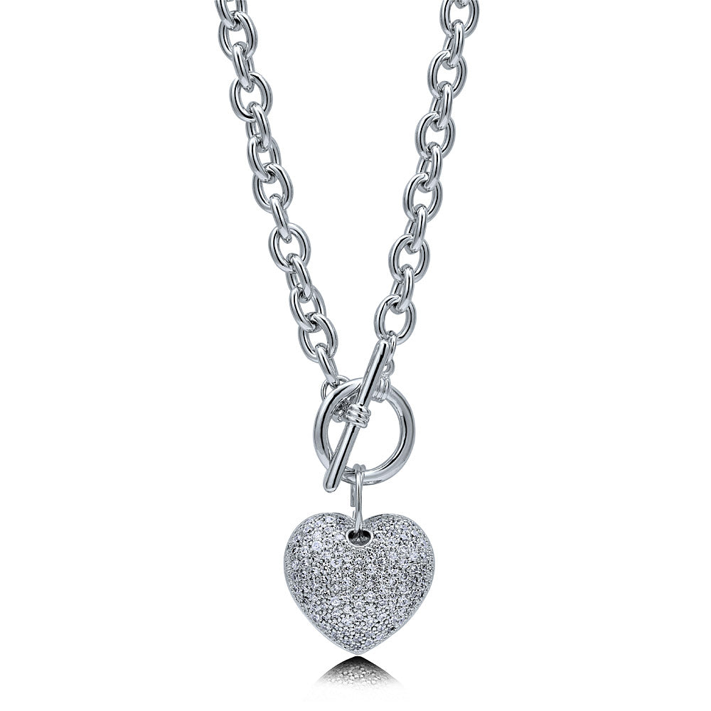 Heart CZ Toggle Necklace