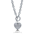 Angle view of Heart CZ Toggle Necklace, Silver-Tone / 20 Inch