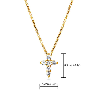 Cross CZ Layered Necklace Set in Gold Flashed Sterling Silver