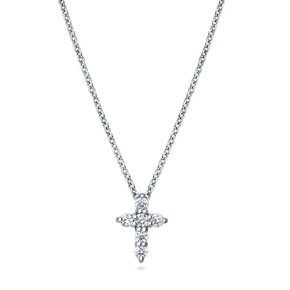 Cross CZ Pendant Necklace in Sterling Silver