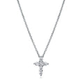 Cross CZ Pendant Necklace in Sterling Silver, Rhodium Plated