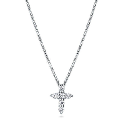 Cross CZ Layered Necklace Set in Gold Flashed Sterling Silver