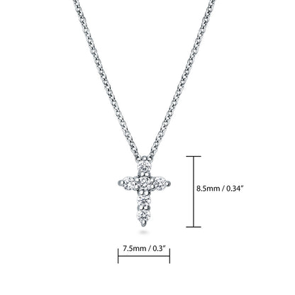 Cross CZ Layered Necklace Set in Gold Flashed Sterling Silver
