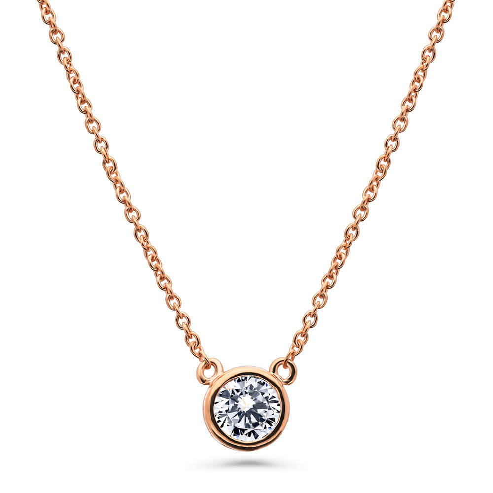 Solitaire 0.45ct Bezel CZ Necklace in Sterling Silver