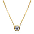 Solitaire 0.45ct Bezel CZ Mini Necklace in Sterling Silver, Yellow Gold Flashed