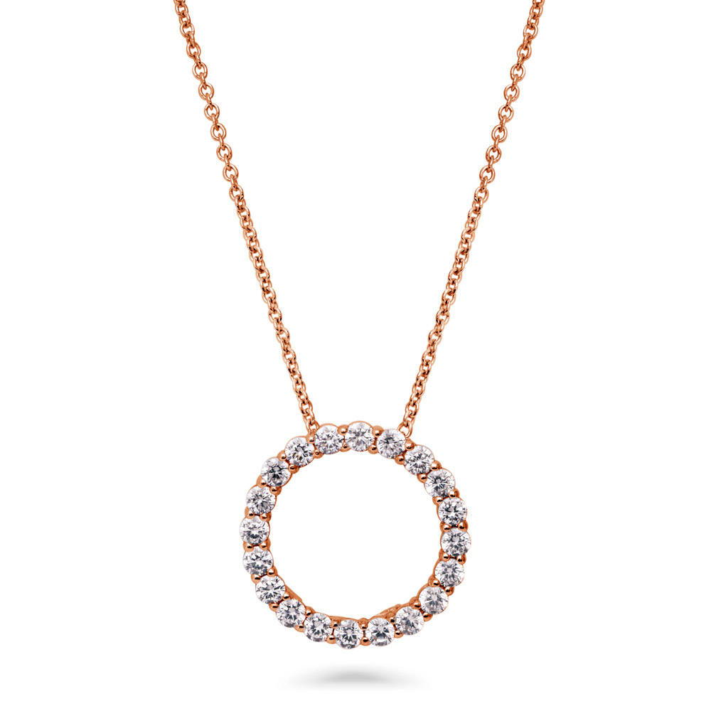 Open Circle CZ Necklace in Sterling Silver