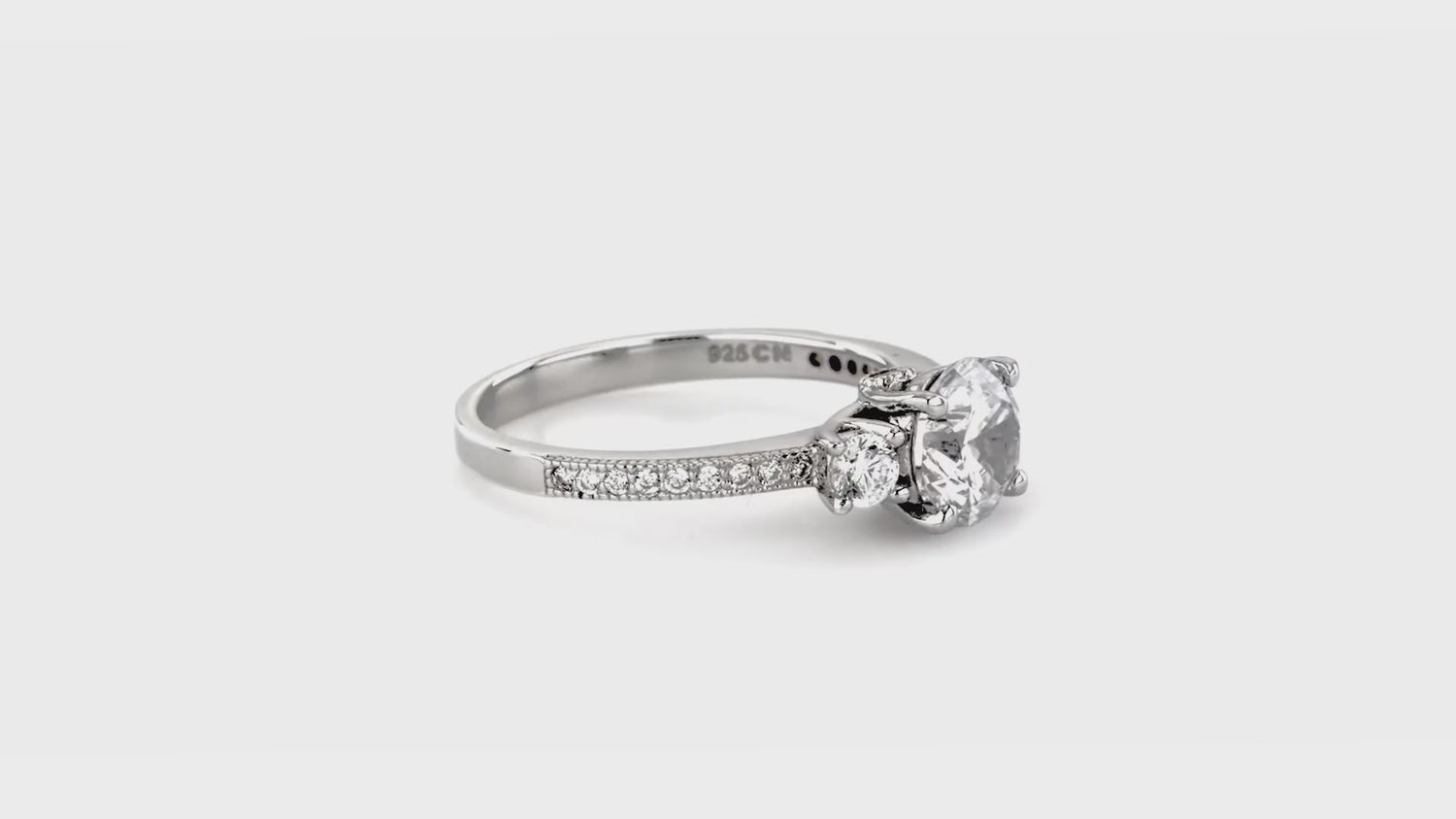 3-Stone 1.25ct CZ Ring in Sterling Silver, 8 of 20