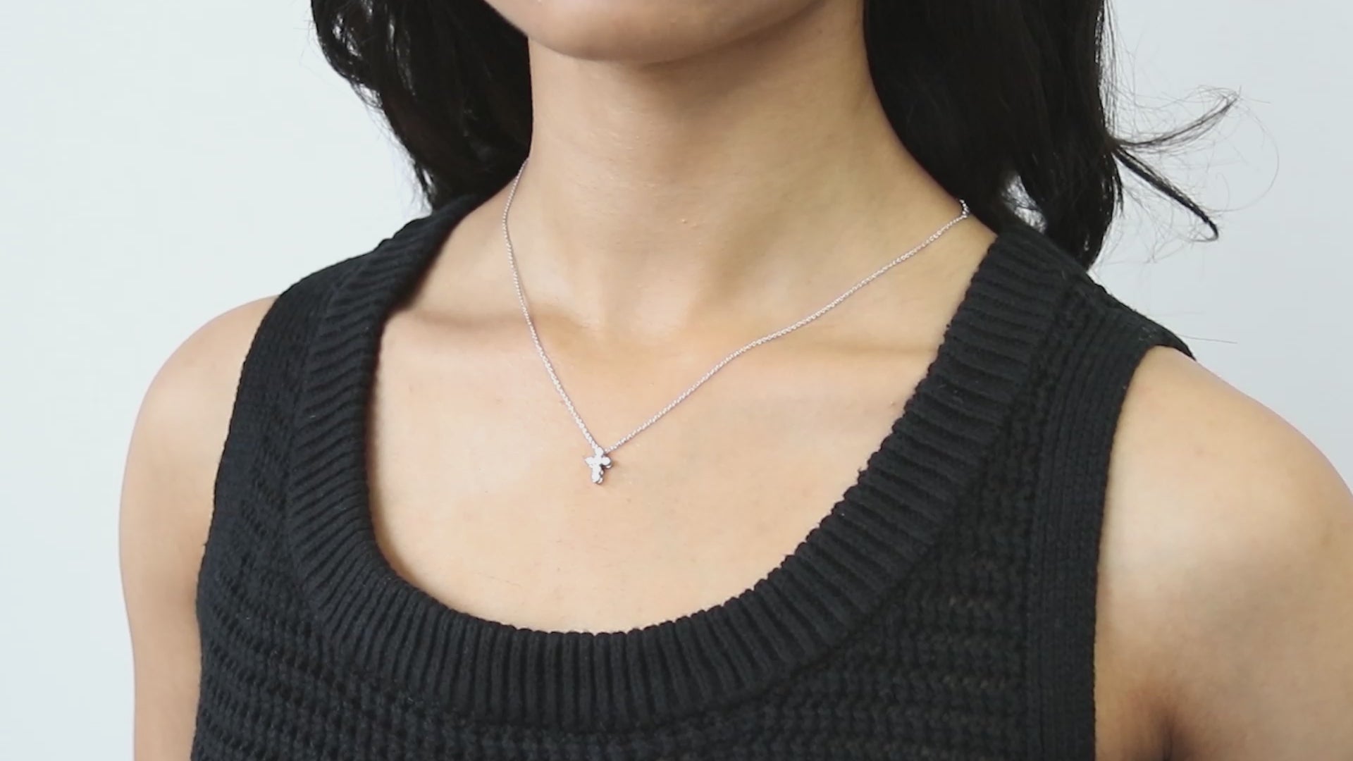 Video Contains Cross CZ Pendant Necklace in Sterling Silver, 2 Piece. Style Number VS594-01