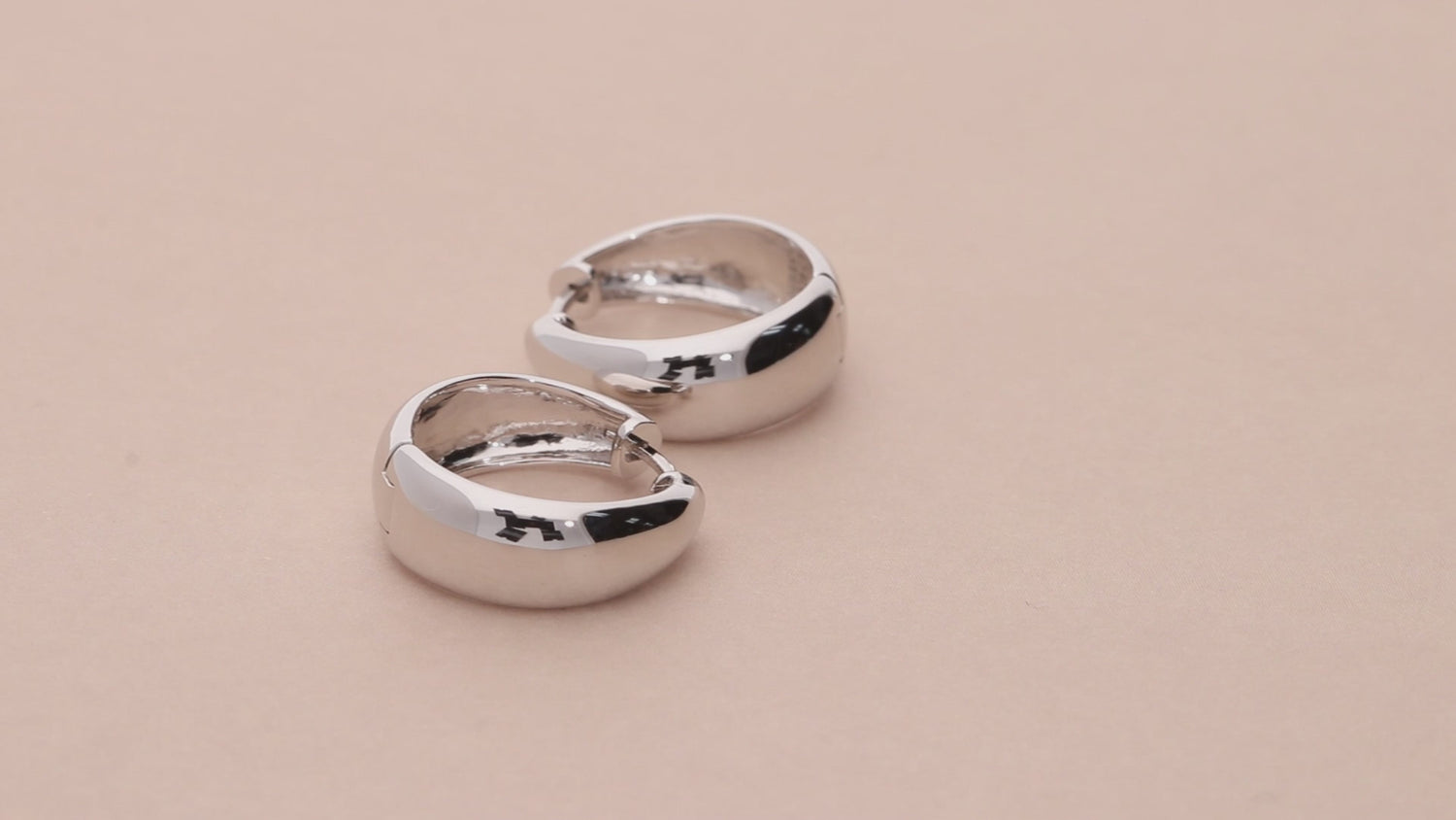 Dome Hoop Earrings in Gold Flashed Sterling Silver 0.8 inch, 2 Pairs, 3 of 20