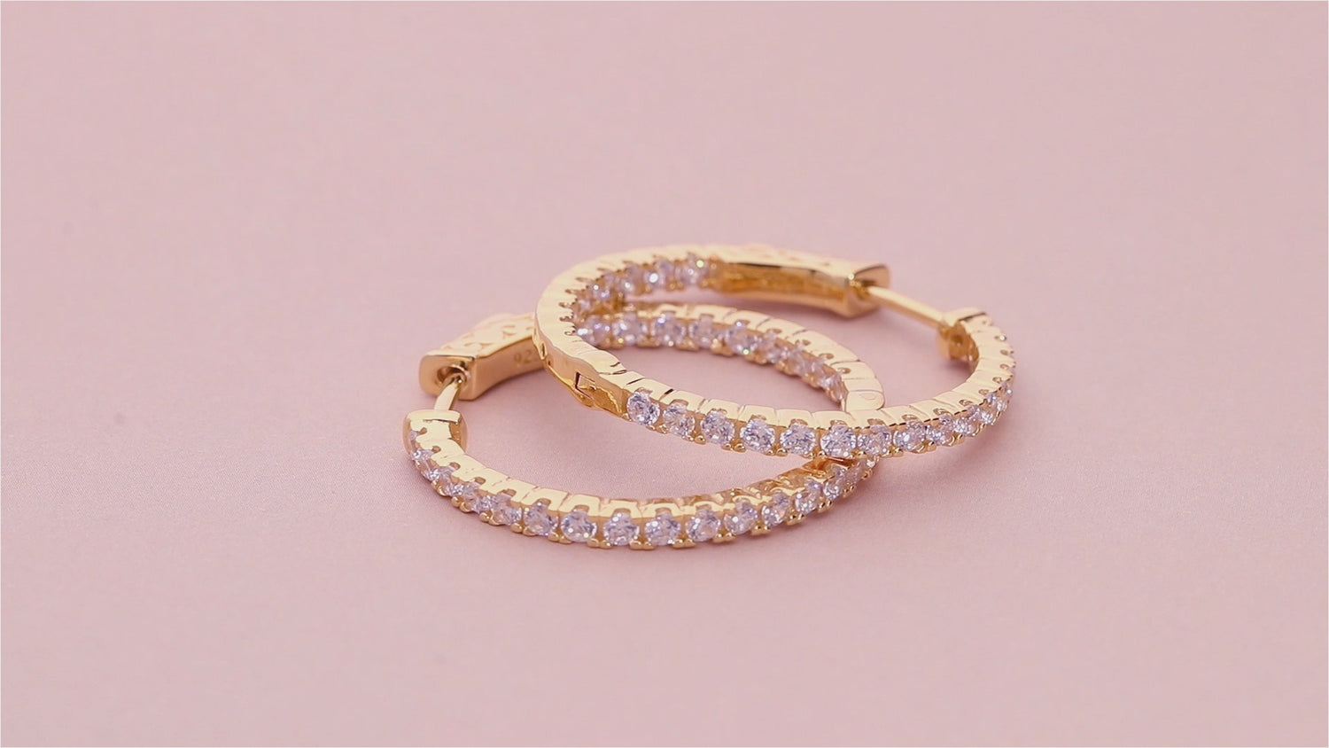 CZ Small Inside-Out Hoop Earrings in Sterling Silver 1 inch, 2 Pairs, 7 of 10