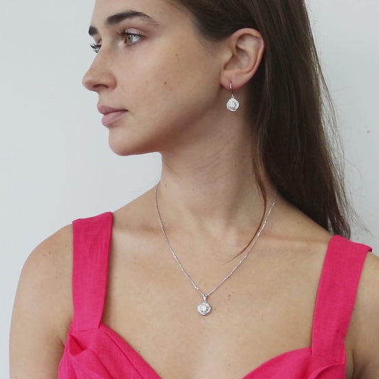 Video Contains Flower Woven CZ Pendant Necklace in Sterling Silver. Style Number N1668-01