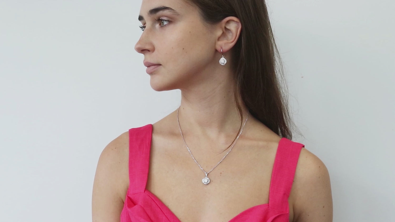 Flower Woven Halo CZ Necklace in Sterling Silver, 3 of 9