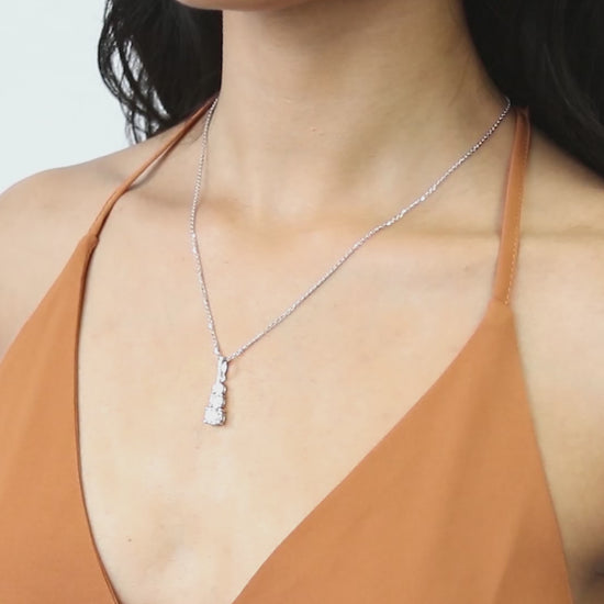 Video Contains 3-Stone Graduated Round CZ Pendant Necklace in Sterling Silver. Style Number N1537-01