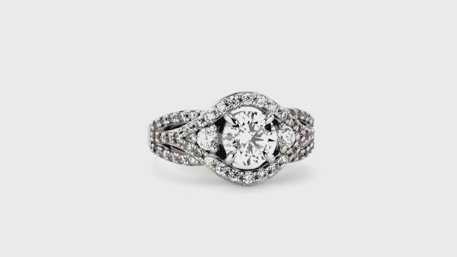 3-Stone Wishbone 1.25ct CZ Ring Set in Sterling Silver, 3 of 20