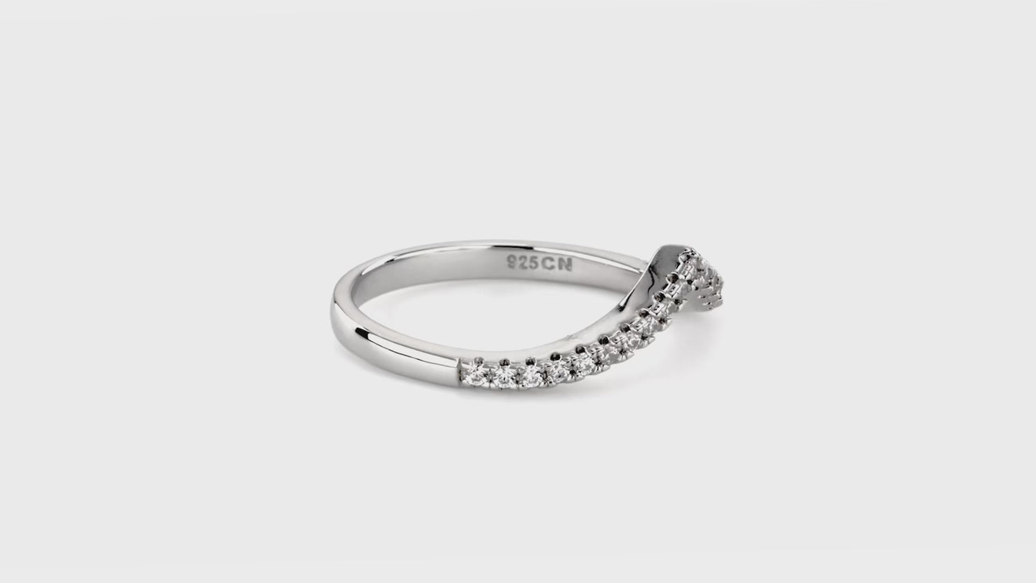 Wishbone CZ Eternity Ring in Sterling Silver, 3 of 9