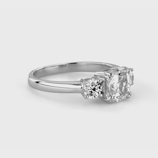 Video Contains 3-Stone Cushion CZ Ring in Sterling Silver. Style Number R1197-01