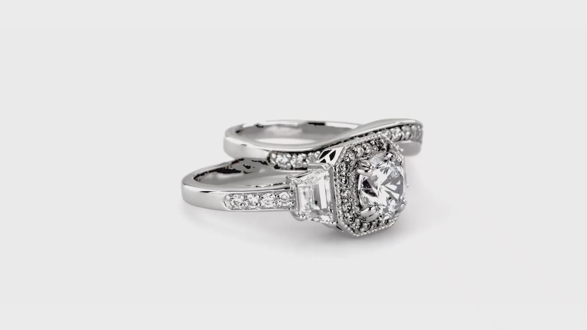 Curved Half Eternity Ring, Halo Ring