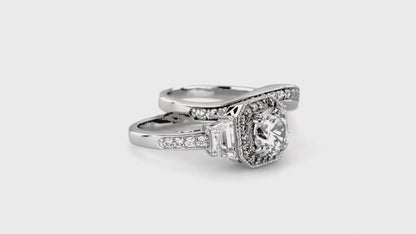 Curved Half Eternity Ring, Halo Ring