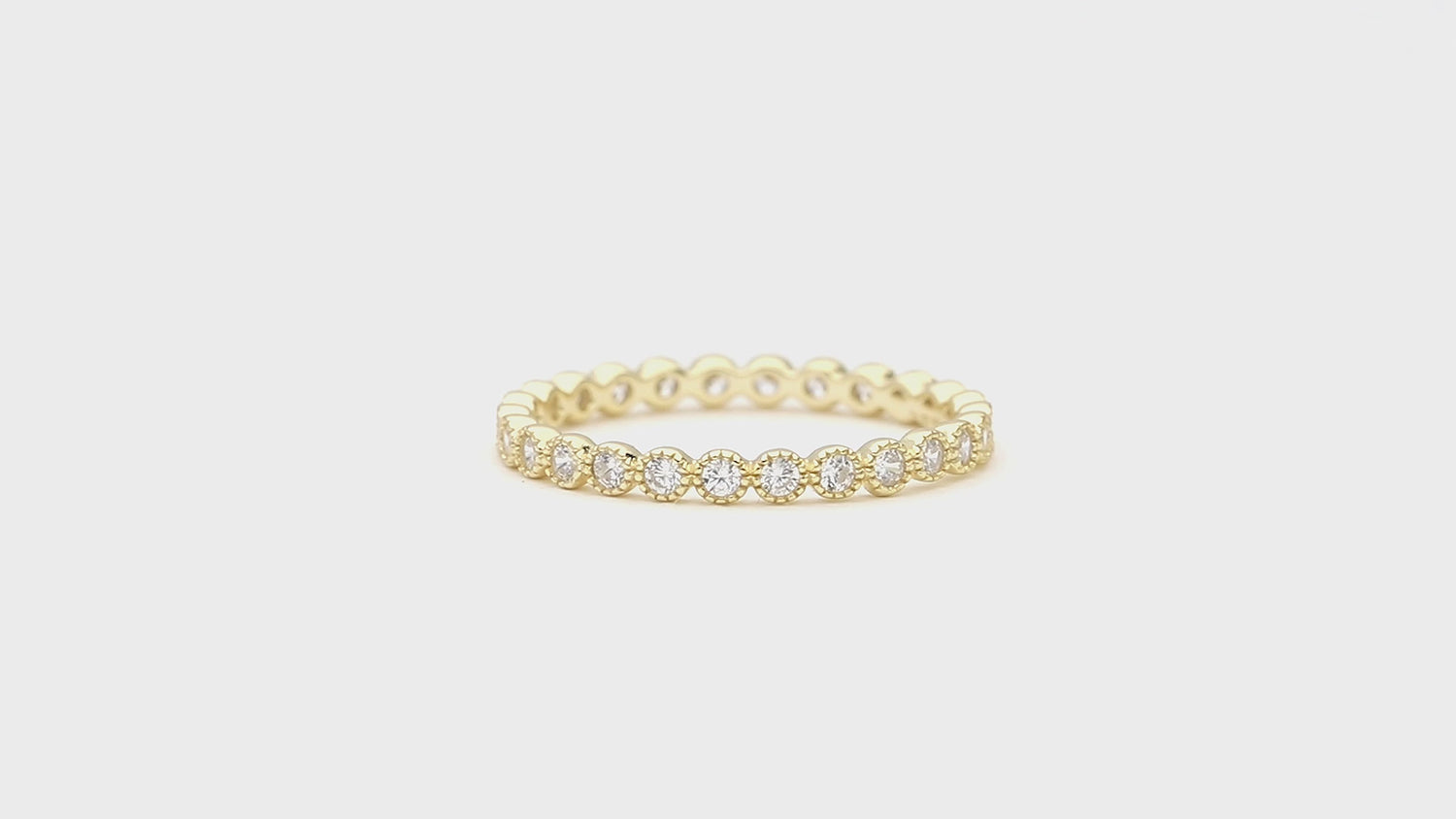 Bubble Milgrain CZ Eternity Ring in Gold Flashed Sterling Silver, 4 of 13