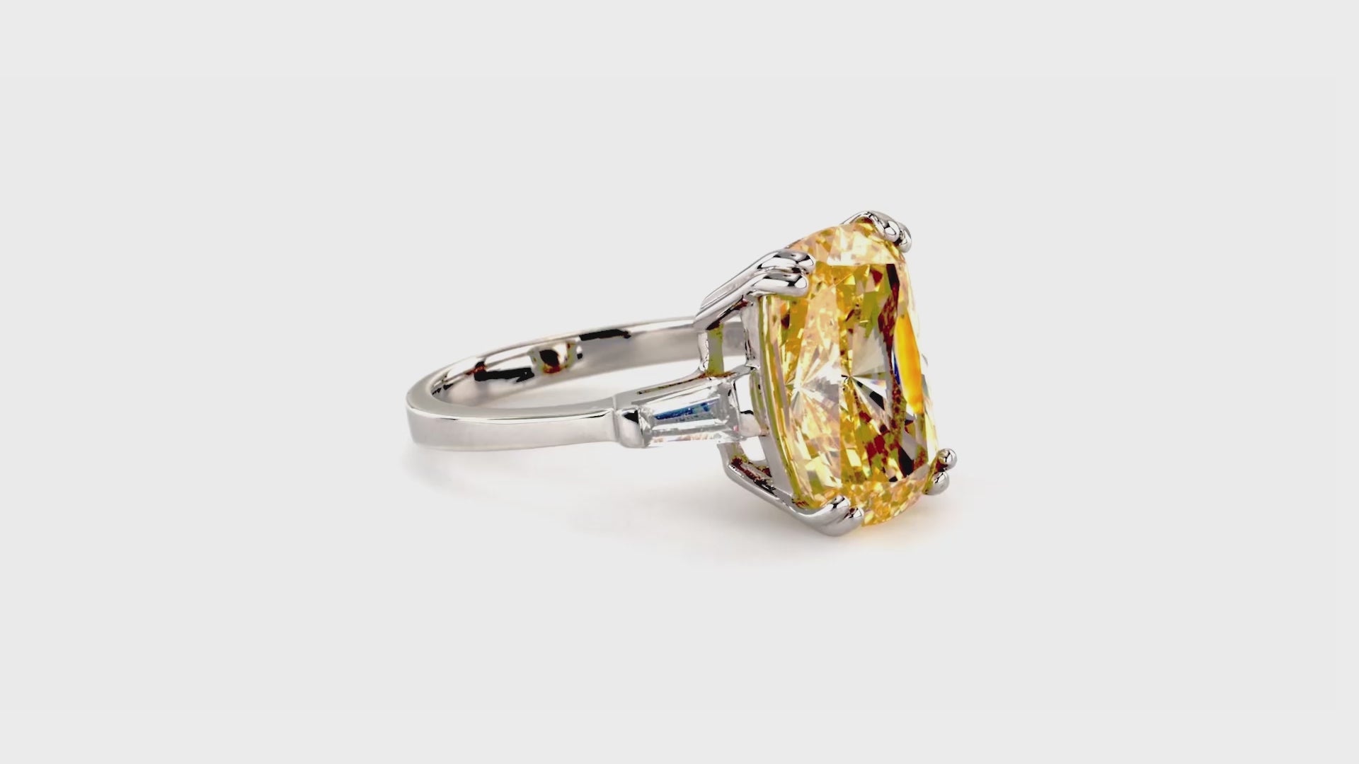 Sterling Silver 3-Stone 9ct Cushion Cut CZ Cocktail Ring