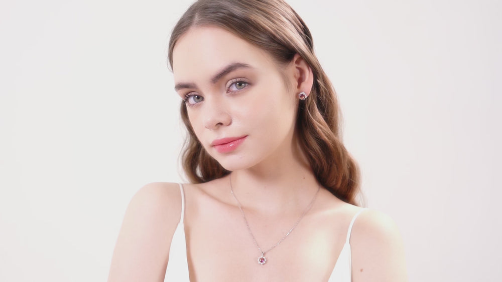 Sunburst Halo CZ Stud Earrings in Sterling Silver
