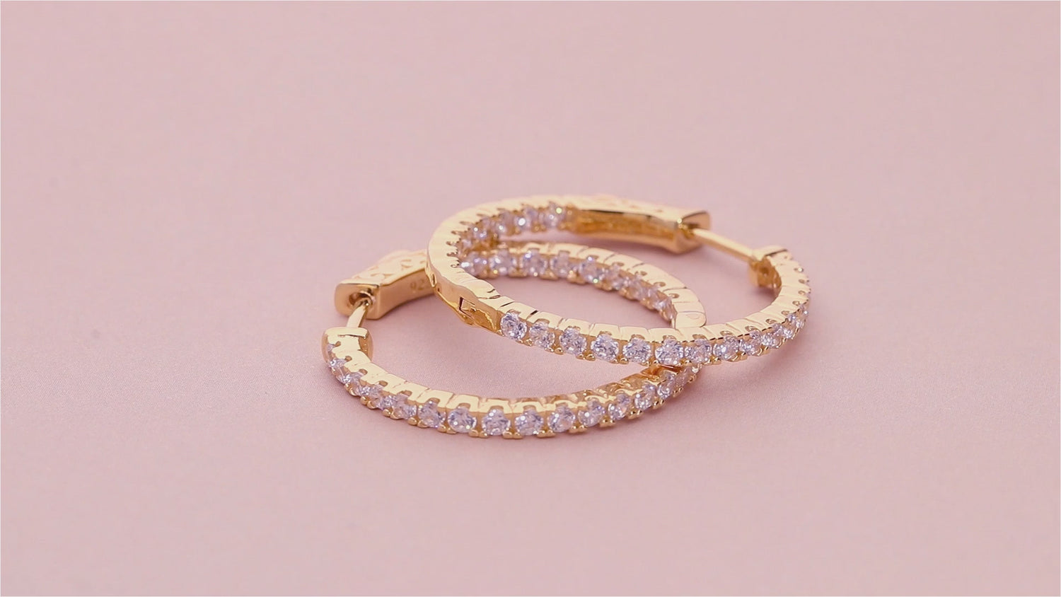 CZ Small Inside-Out Hoop Earrings in Sterling Silver 1 inch, 2 Pairs, 9 of 10