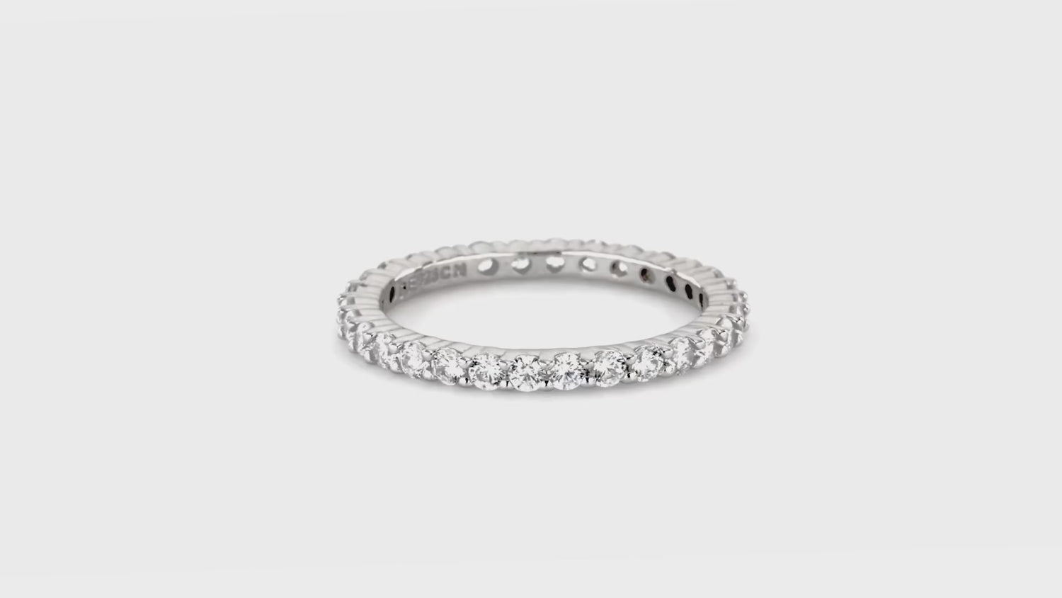 Pave CZ Eternity Ring Set in Sterling Silver, 6 of 7