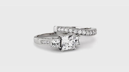 3-Stone Ring, Curved Half Eternity Ring