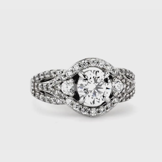 Video Contains 3-Stone Crown Round CZ Ring Set in Sterling Silver. Style Number VR282-01