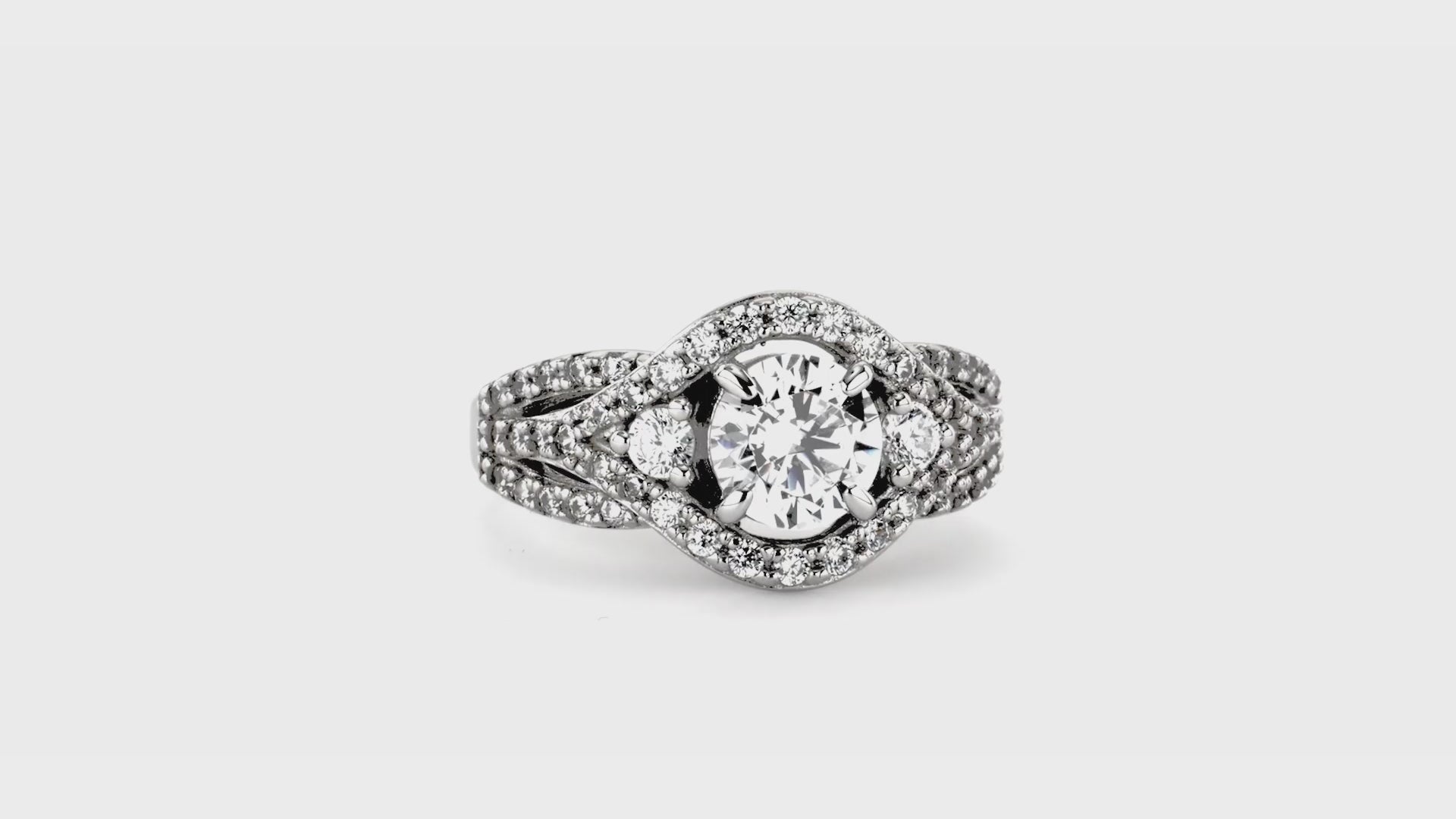 Video Contains 3-Stone Crown Round CZ Ring Set in Sterling Silver. Style Number VR282-01