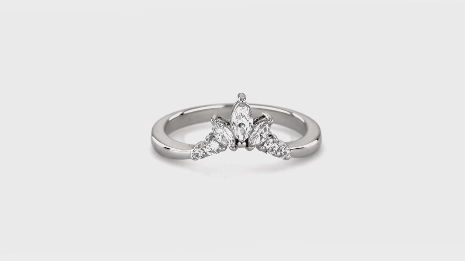 Flower 7-Stone Wishbone CZ Band in Sterling Silver, 3 of 10