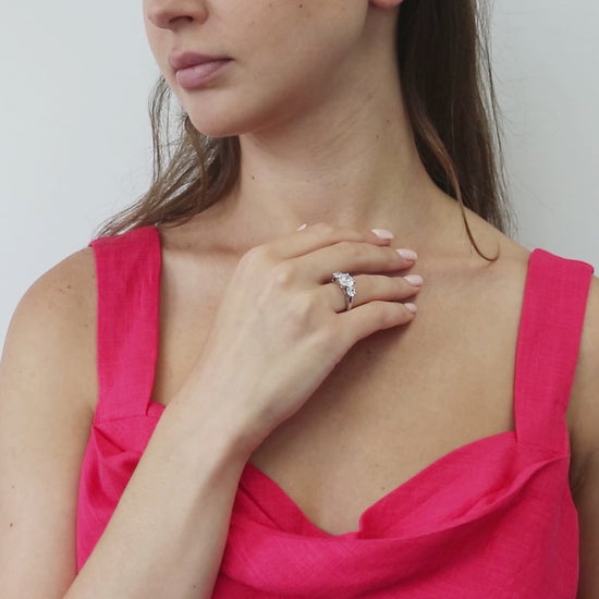 Video Contains 3-Stone Round CZ Ring Set in Sterling Silver. Style Number VR091-02