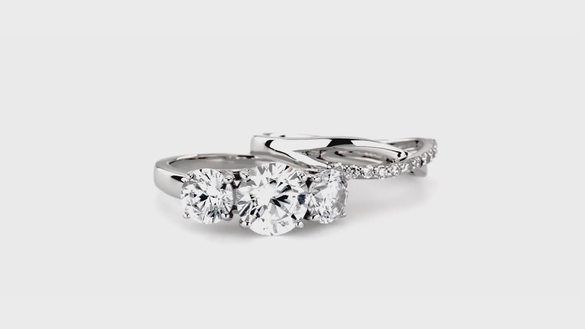 3-Stone Infinity Criss Cross 2ct CZ Engagement Ring Set – BERRICLE