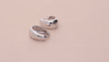Oval Dome Small Huggie Earrings in Sterling Silver 0.6 inch