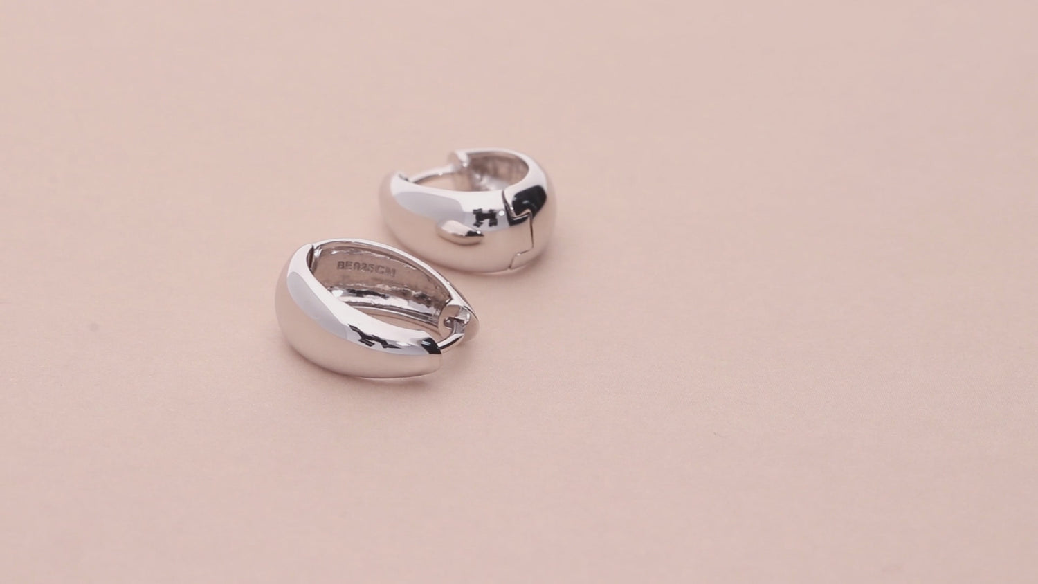 Oval Dome Small Huggie Earrings in Sterling Silver 0.6 inch