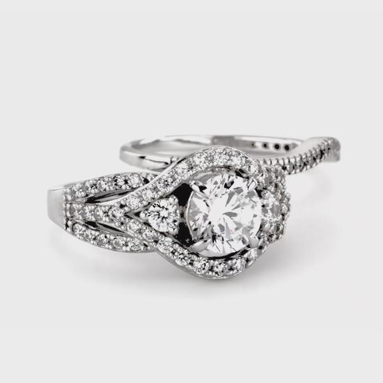 Video Contains 3-Stone Round CZ Ring Set in Sterling Silver. Style Number VR259-01