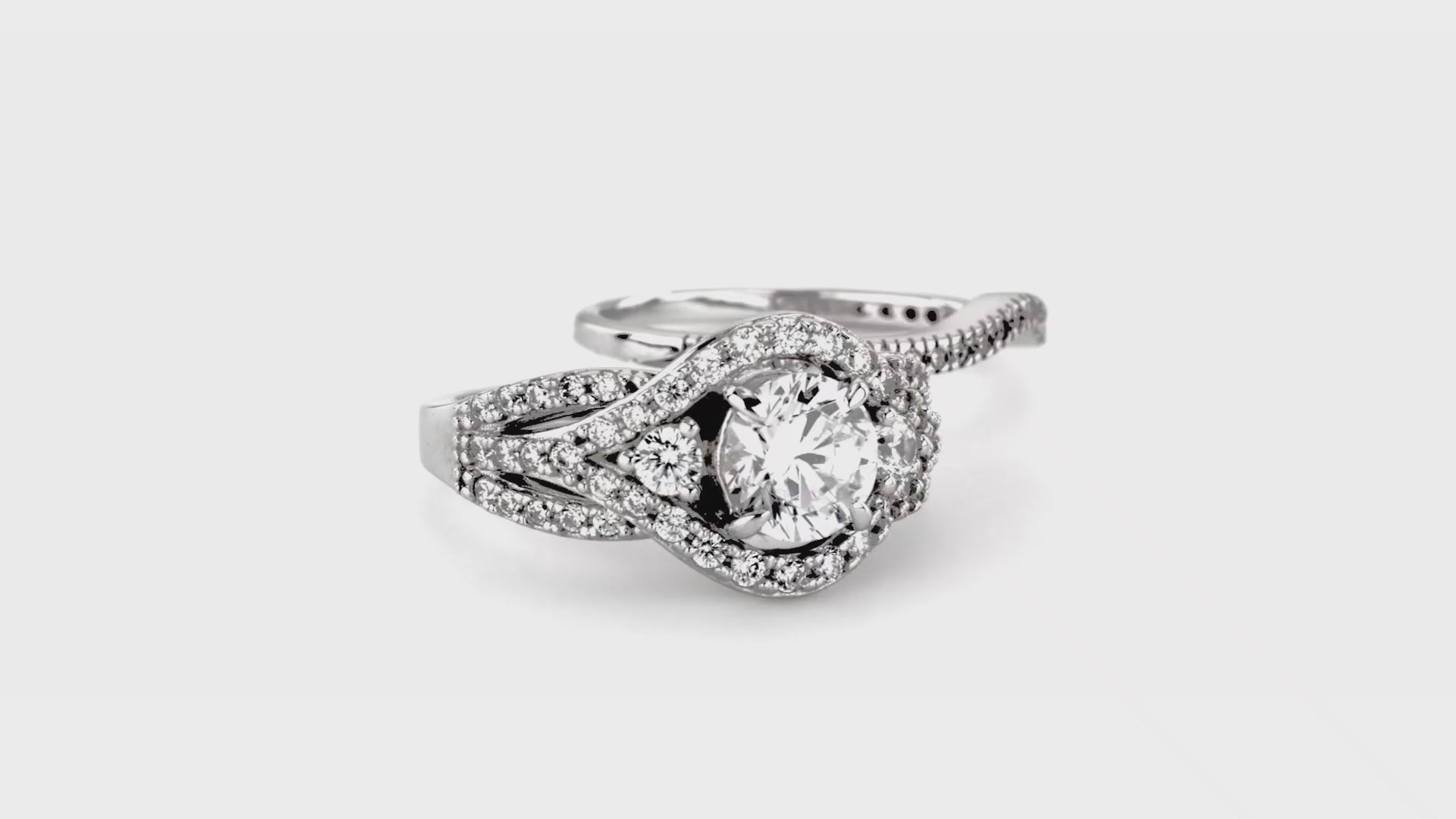 Video Contains 3-Stone Round CZ Ring Set in Sterling Silver. Style Number VR259-01