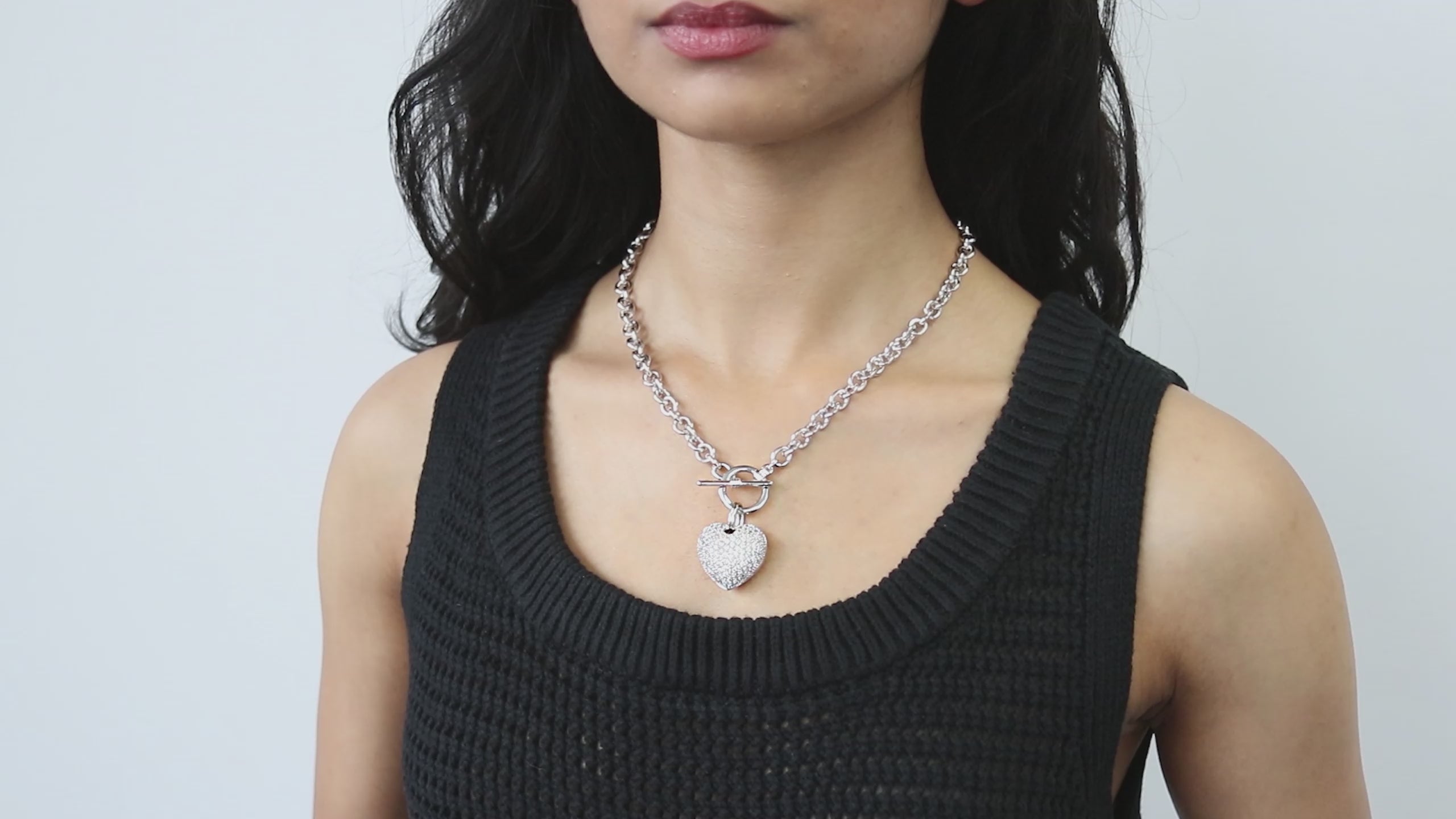 ネックレス・ペンダント Volume Heart Pendant Necklace #5741 シルバー ベーシック ハート ペンダント ネックレス / Silver