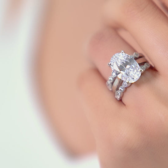 Video Contains Solitaire 5.5ct Oval CZ Ring Set in Sterling Silver. Style Number VR451-02