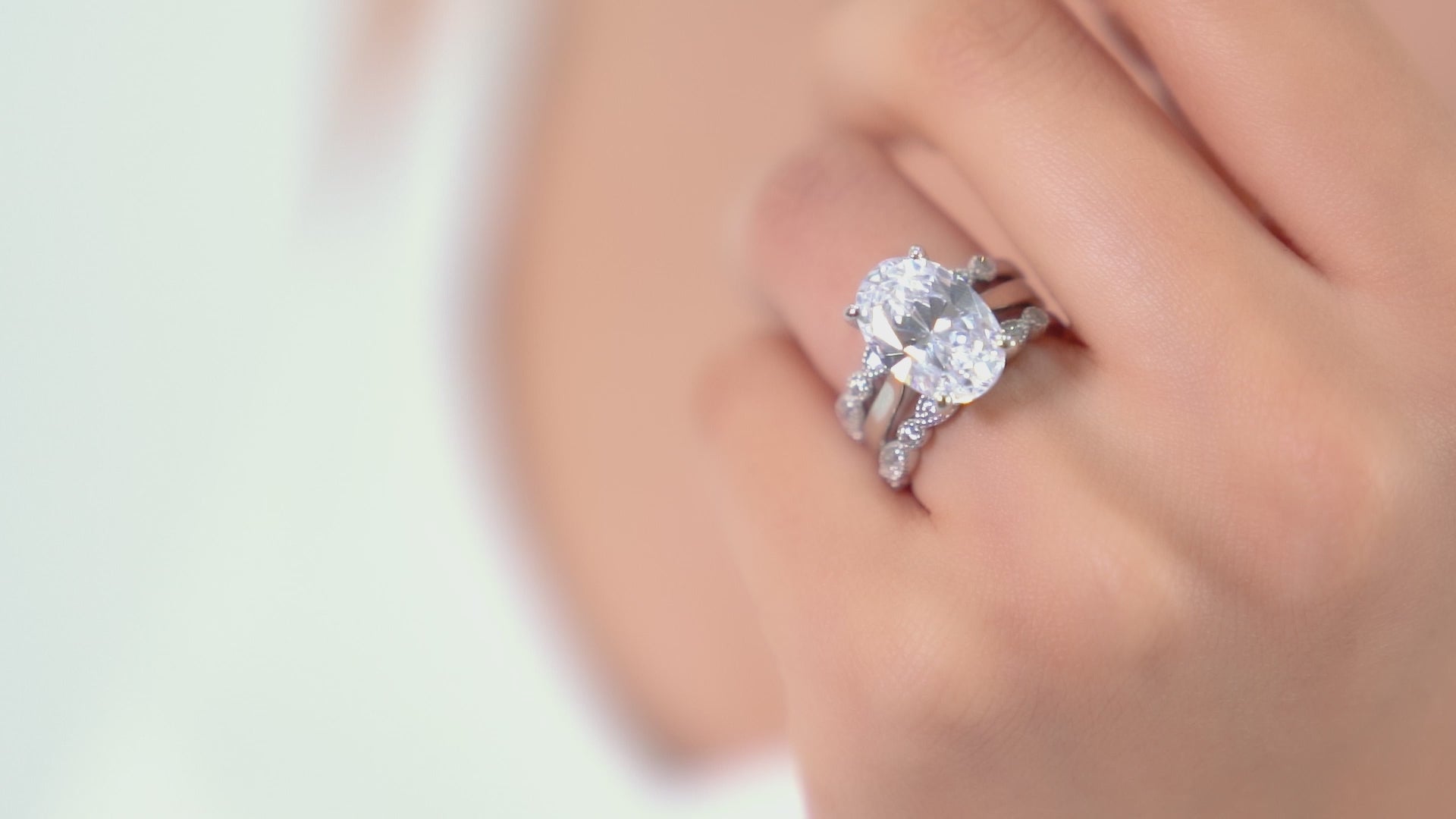 Video Contains Solitaire 5.5ct Oval CZ Ring Set in Sterling Silver. Style Number VR451-02